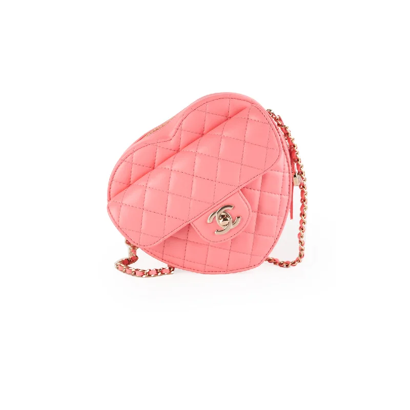 Chanel Heart Bag Large Lambskin Pink (Microchipped)