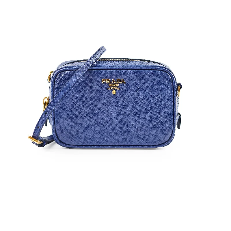 Prada Blue Mini Saffiano Leather Crossbody