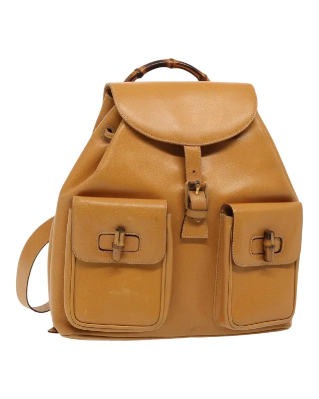 Leather Bamboo Backpack