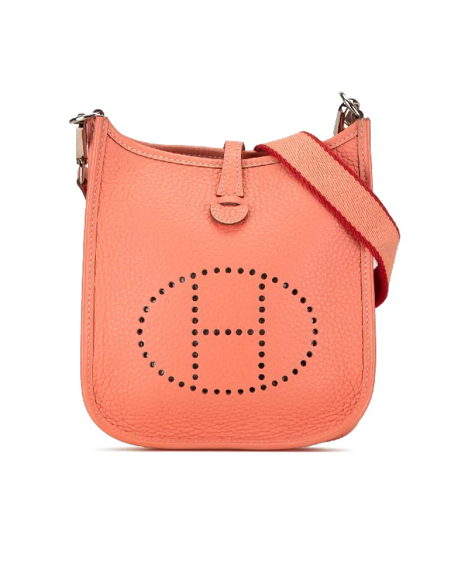 Hermes Mini Constance Crossbody Bag in Coral Leather