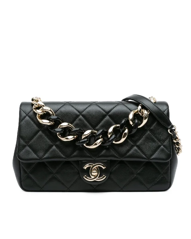 Chanel 19 Mini Black Lambskin Leather Shoulder Bag