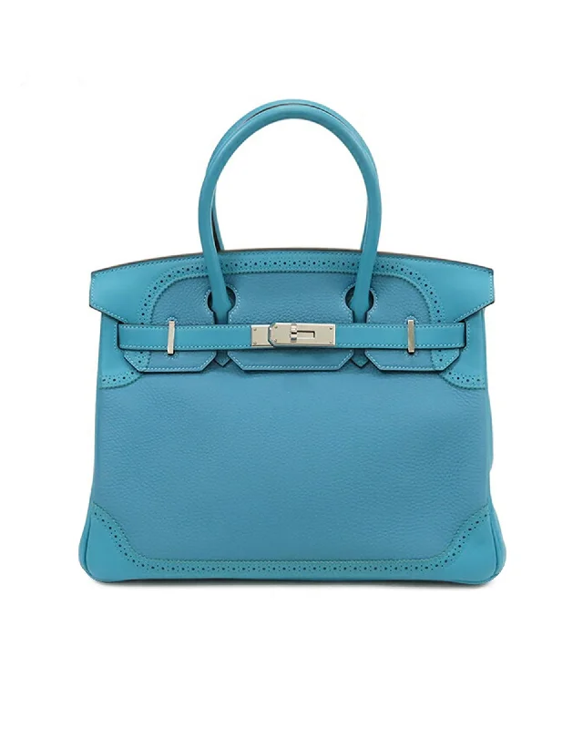 Ghillies Leather Trim Birkin Retourne with Turn-Lock Closure