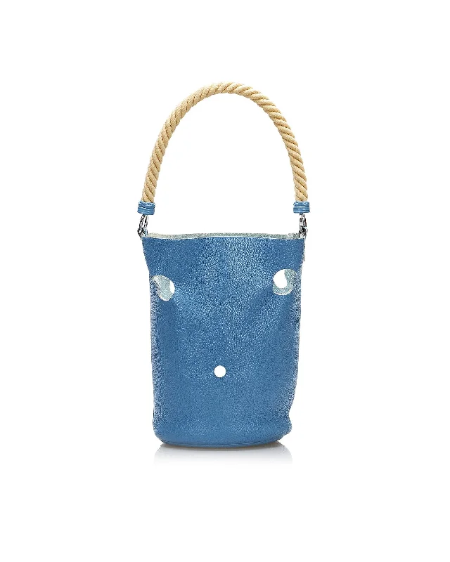 Clemence Leather Bucket Bag with Rope Handle and Laser Cut Detailing