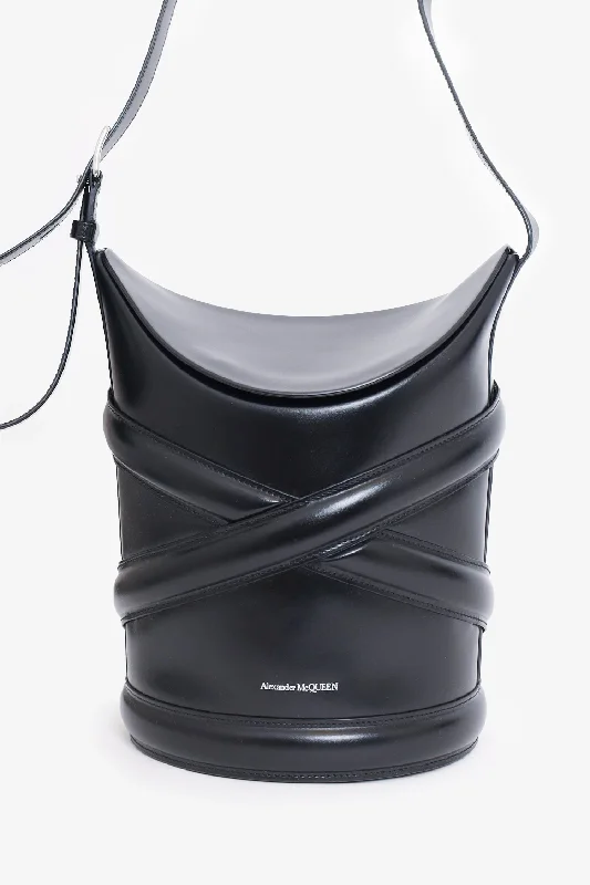 Alexander McQueen Black Leather The Curve Bucket Bag