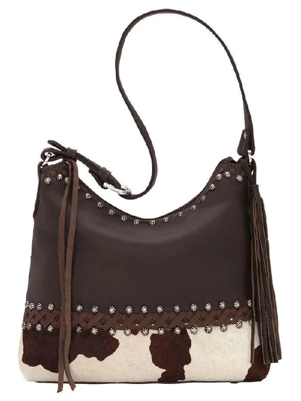 American West 1050381 Ladies Wild Horses Zip Top Shoulder Bag Pony Hair On