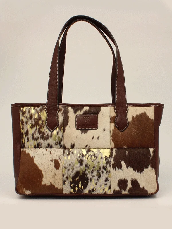 Ariat A770008002 Womens Calf Hair Patchwork Savannah Collection Tote Brown