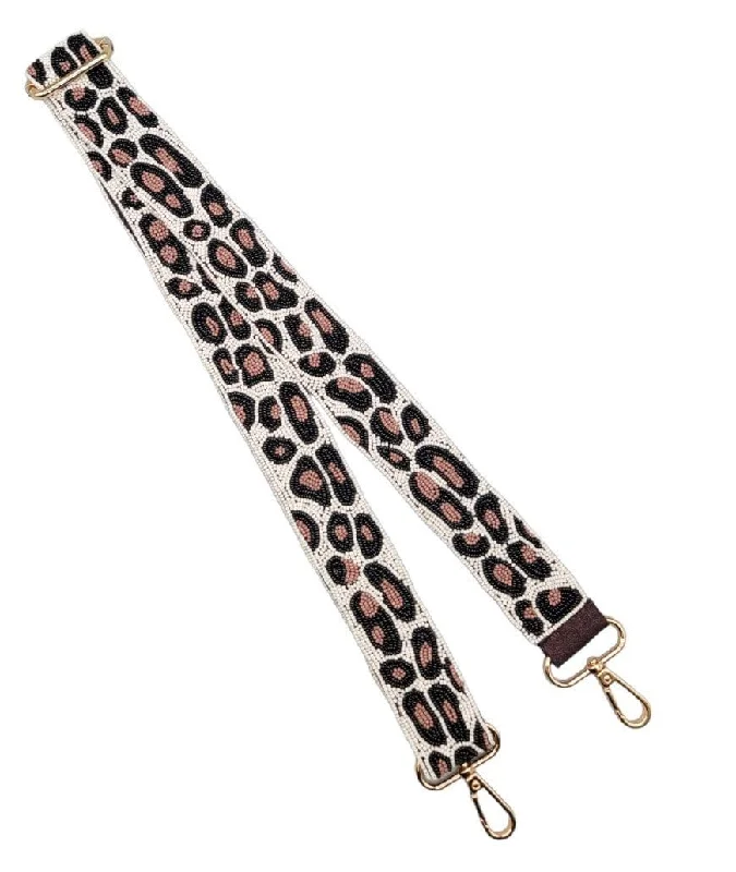 BAS002 Beaded Leopard Guitar Strap