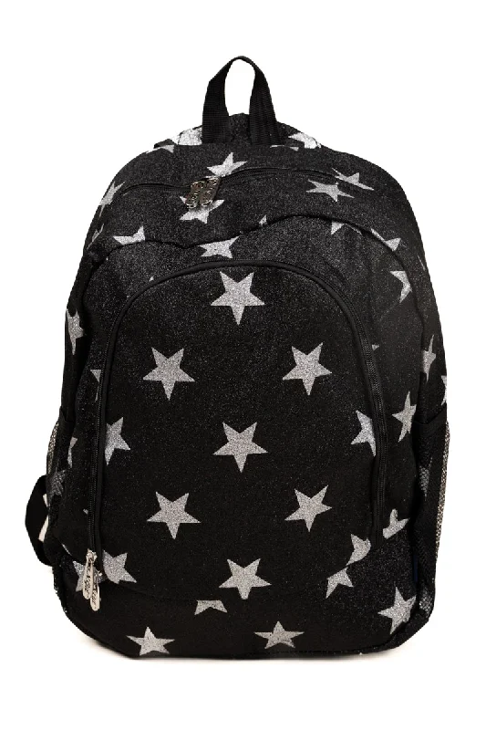 Black Starry Glitz & Glam Large Backpack