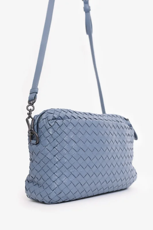 Bottega Veneta Grey Intrecciato Leather Crossbody Bag