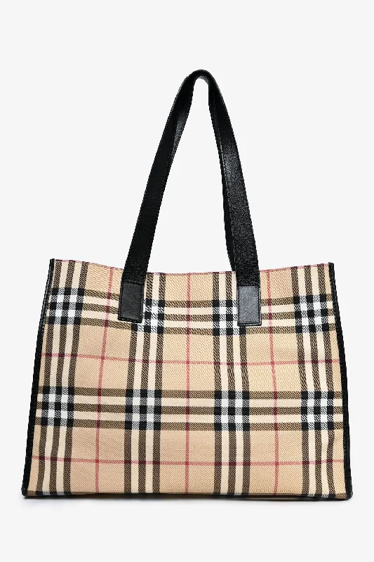 Burberry Coated Canvas Nova Check Tote (As Is)