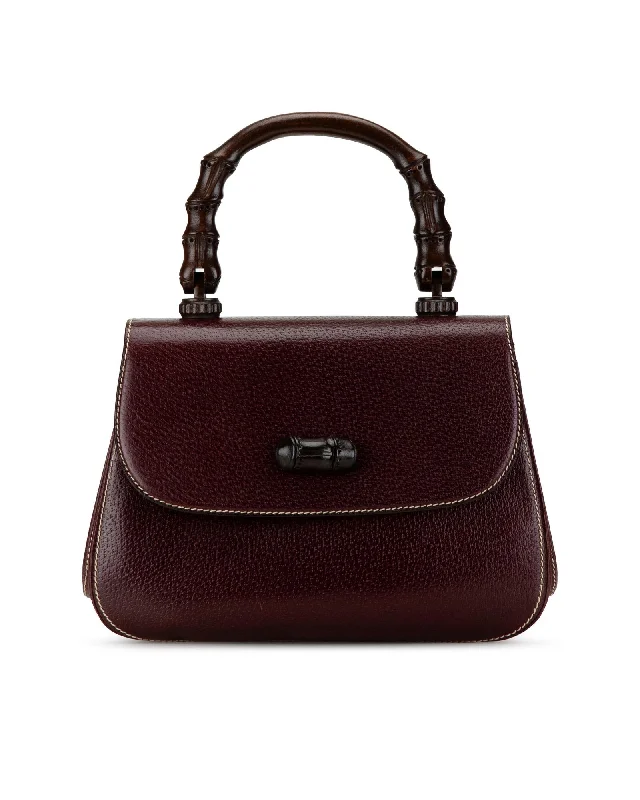 Gucci Bamboo 1947 Top Handle Bag Burgundy Leather