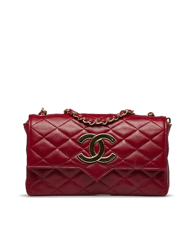 Quilted Lambskin Single Flap Crossbody Bag with Chain Strap