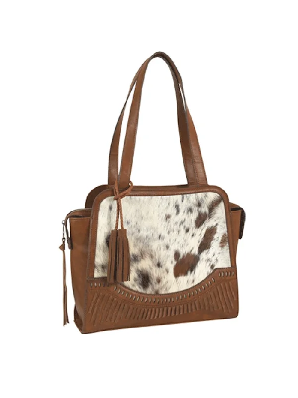 Catchfly 22091794 Womens Satchel Hair On Tote Bag Chestnut