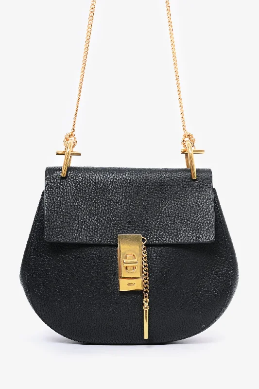 Chloe Black Grained Leather Drew Bag