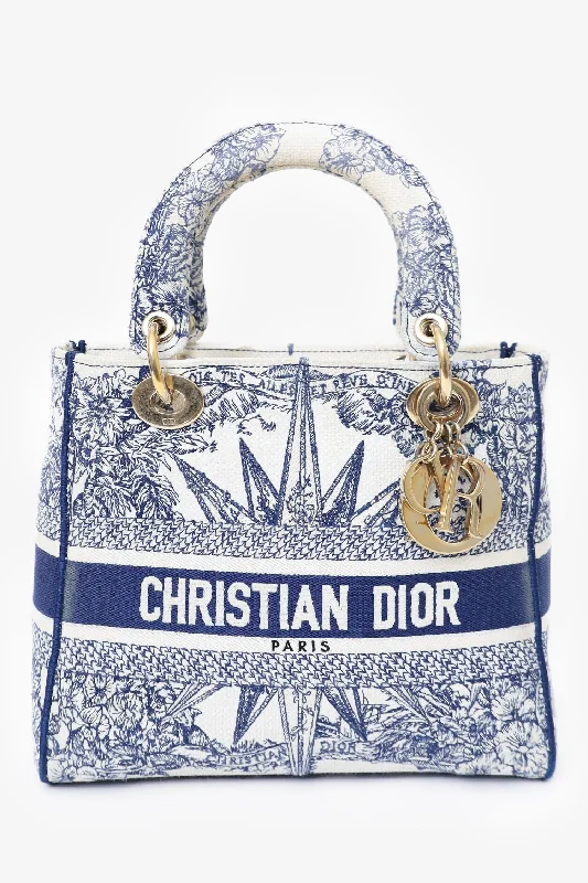 Christian Dior 2022 Blue/White Toile de Jouy 'Lady D-Lite' Top Handle with Strap