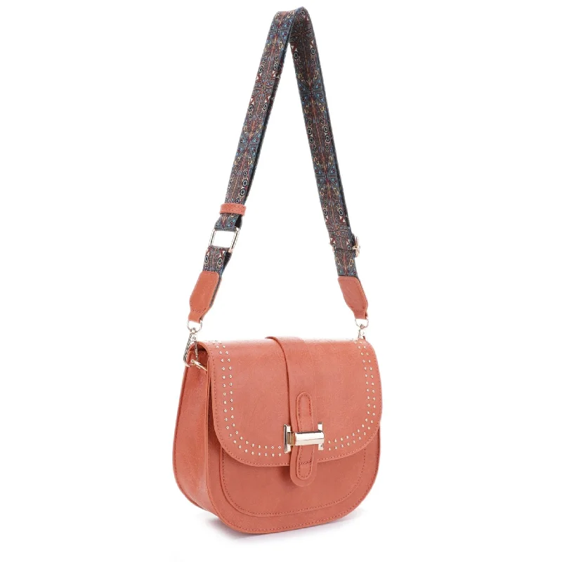 DJ60119 Portia Crossbody With Stud Details and Printed Guitar Strap