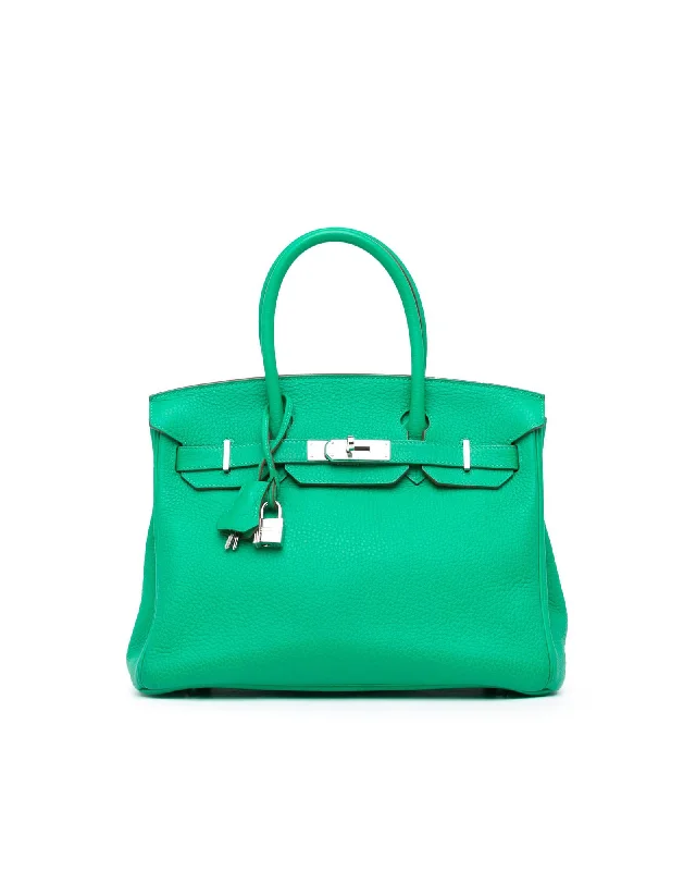 Herms Birkin 30 Vert Criquet Leather Handbag