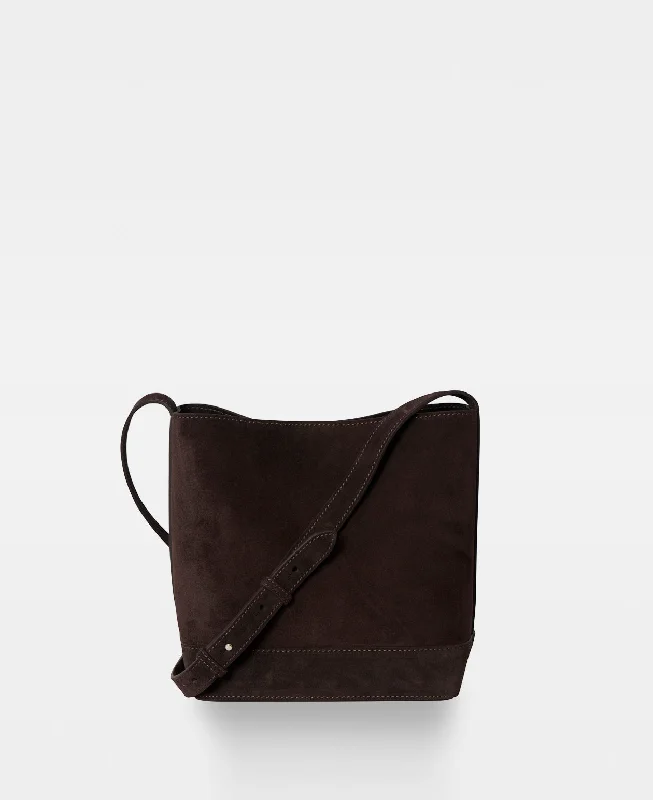 EDITH Small Bucket Bag - Suede Dark Brown