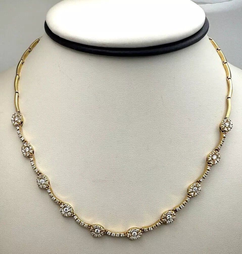 Elegant 14k Yellow Gold Diamond Link 17 Inch Chain 18 grams And 2.19 Ct Diamonds