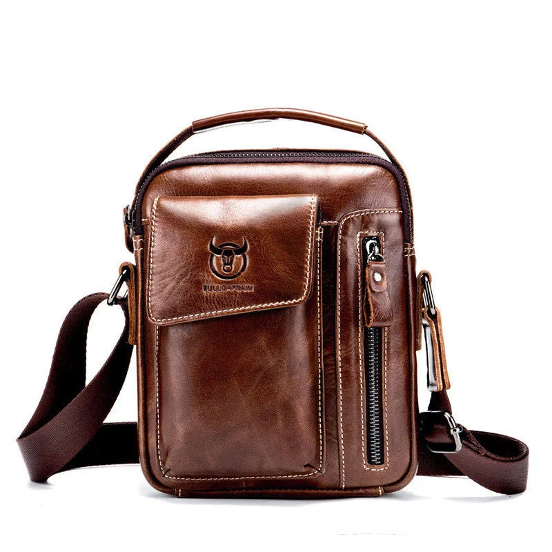 First Layer Cowhide Shoulder Messenger Bag Men