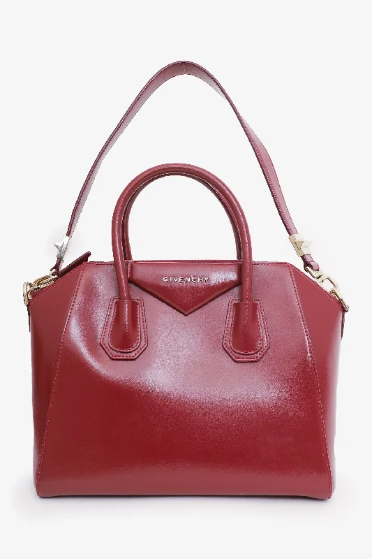 Givenchy Burgundy Leather Small Antigona Top Handle with Strap