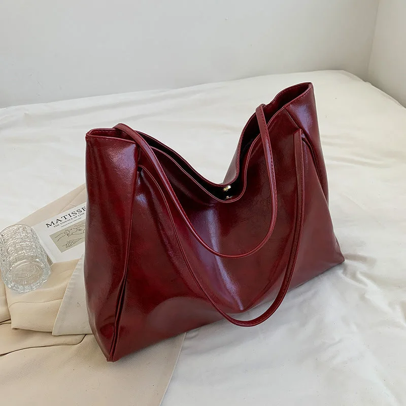 Glossy Large Capacity Commuter Retro Fashion Tote Bag