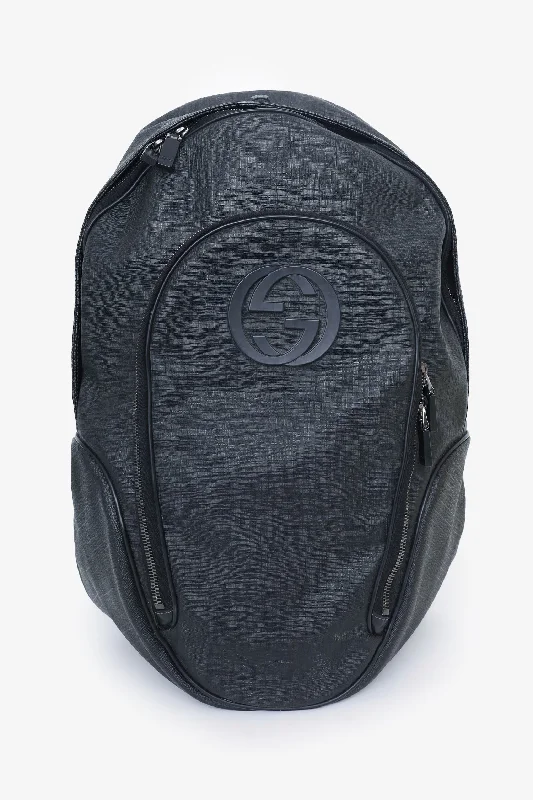 Gucci Black Interlocking G Coated Canvas Medium Backpack