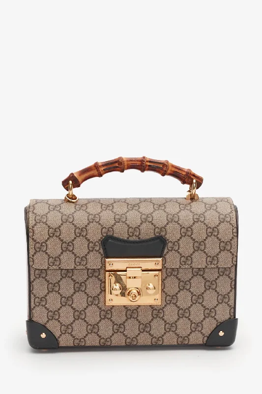 Gucci Monogram Bamboo Padlock Top Handle Bag