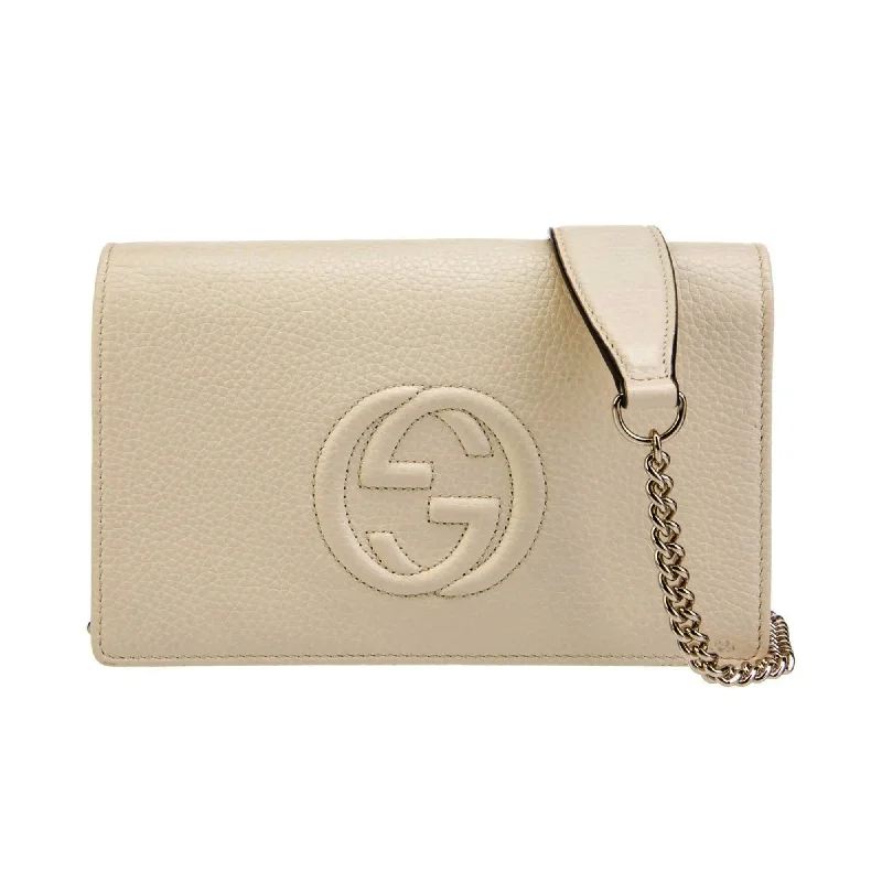 Gucci Soho Off White GG Crossbody Wallet IVORY Italy Leather Handbag Bag Box NEW