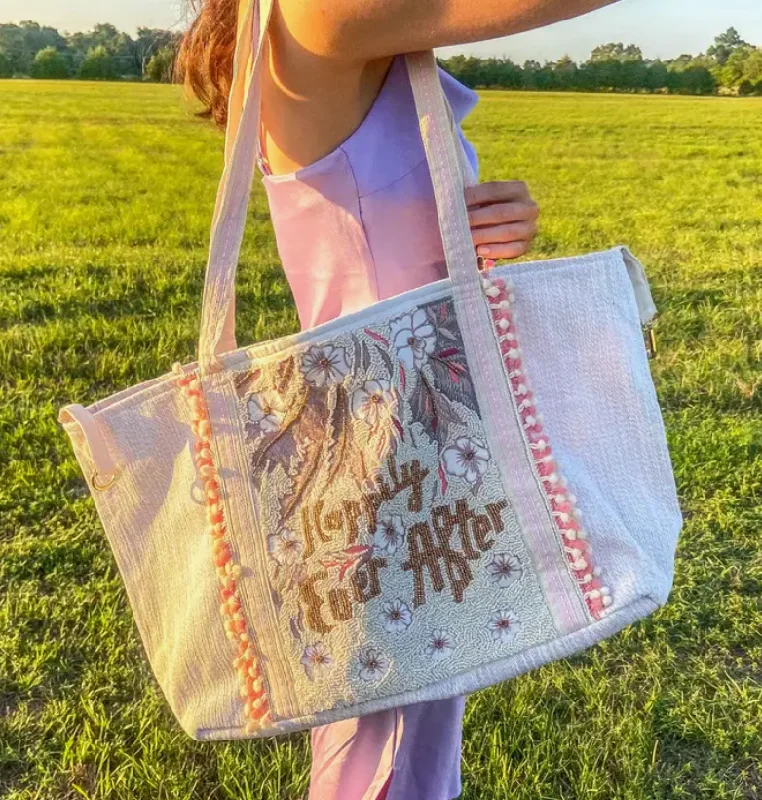 Beaded 'Happily Ever After' Tote Bag