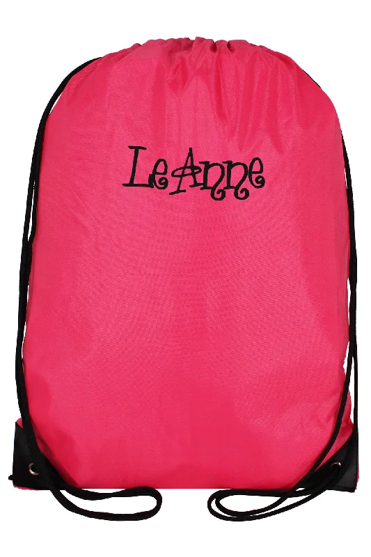 Hot Pink Flat Drawstring Backpack