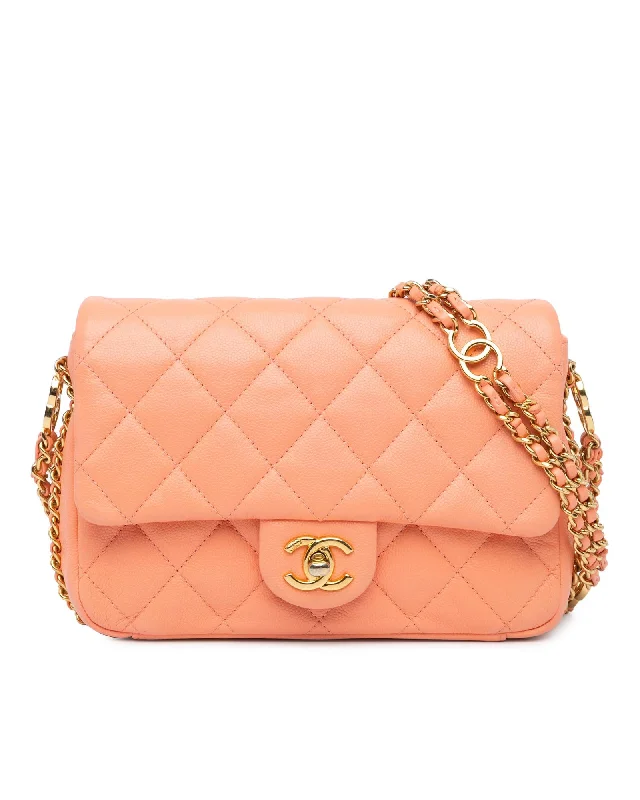 Mini Quilted Leather Crossbody Bag with Chain Straps