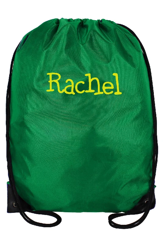 Kelly Green Flat Drawstring Backpack