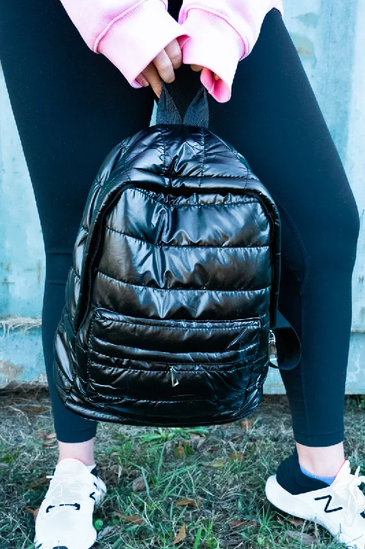 Lakeland Black Small Puffy Backpack