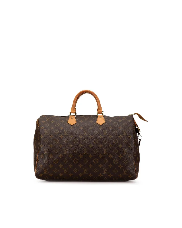 Monogram Canvas Speedy Bag with Leather Trim and Top Zip Closure