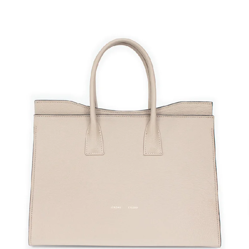 LEATHER TOTE BAG "BENT" IN BEIGE