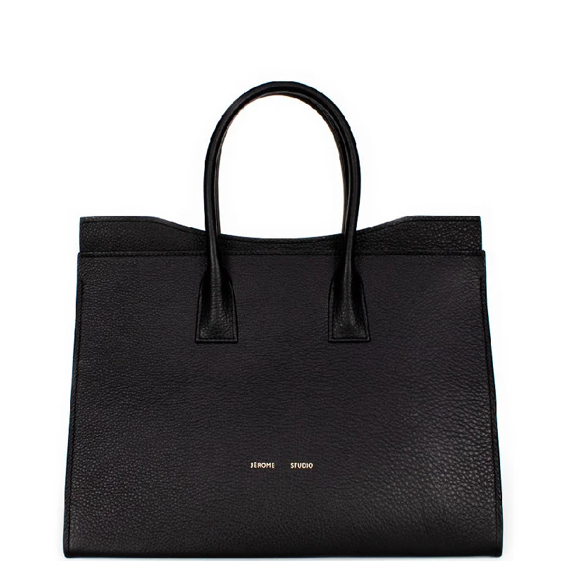 LEATHER TOTE BAG "BENT" IN BLACK