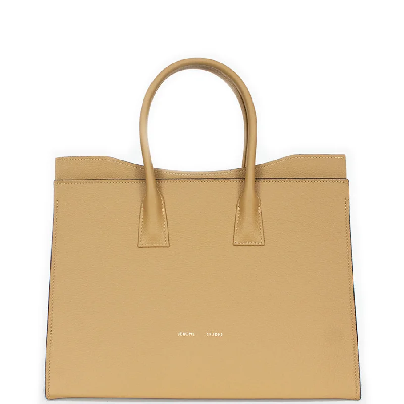 LEATHER TOTE BAG "BENT" IN CORN