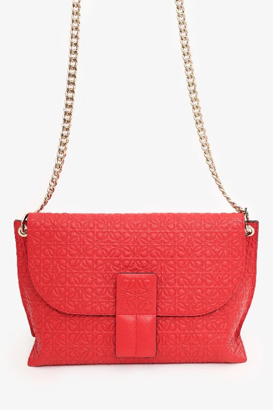 Loewe Red Leather Avenue Anagram Crossbody Bag