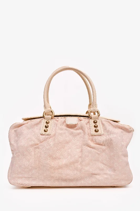 Louis Vuitton 2005 Pink/White Leather/Cloth Mongoram GM Tote Bag