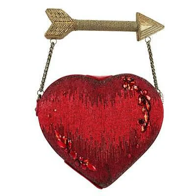 Mary Frances Fall in Love Red Lrg Heart Gold Arrow Beaded Bag Handbag