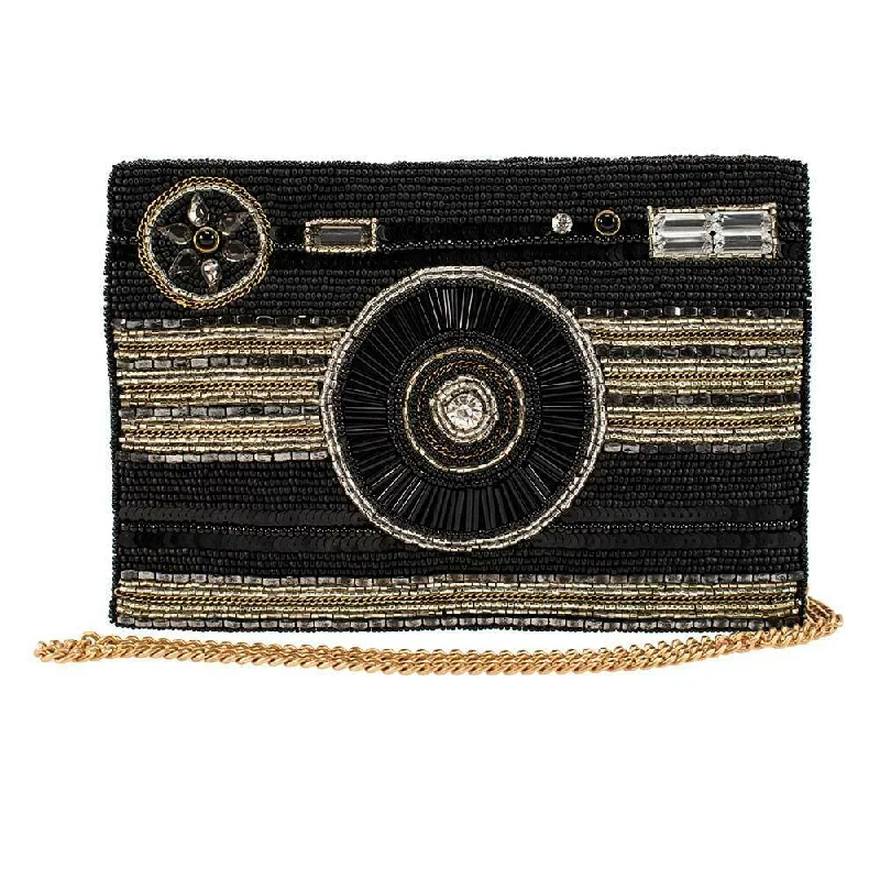 Mary Frances Focused Beaded Camera Black Beaded Handbag Phone Crossbod