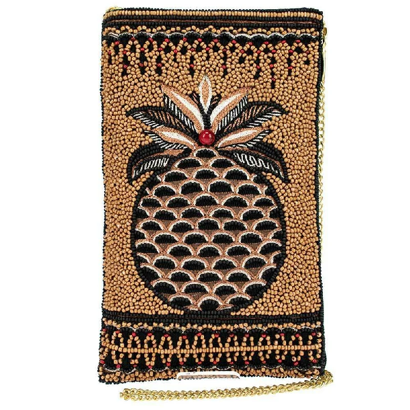 Mary Frances Sweet Tropics Beaded Screen Crossbody Pineapple Black Bag Zip New