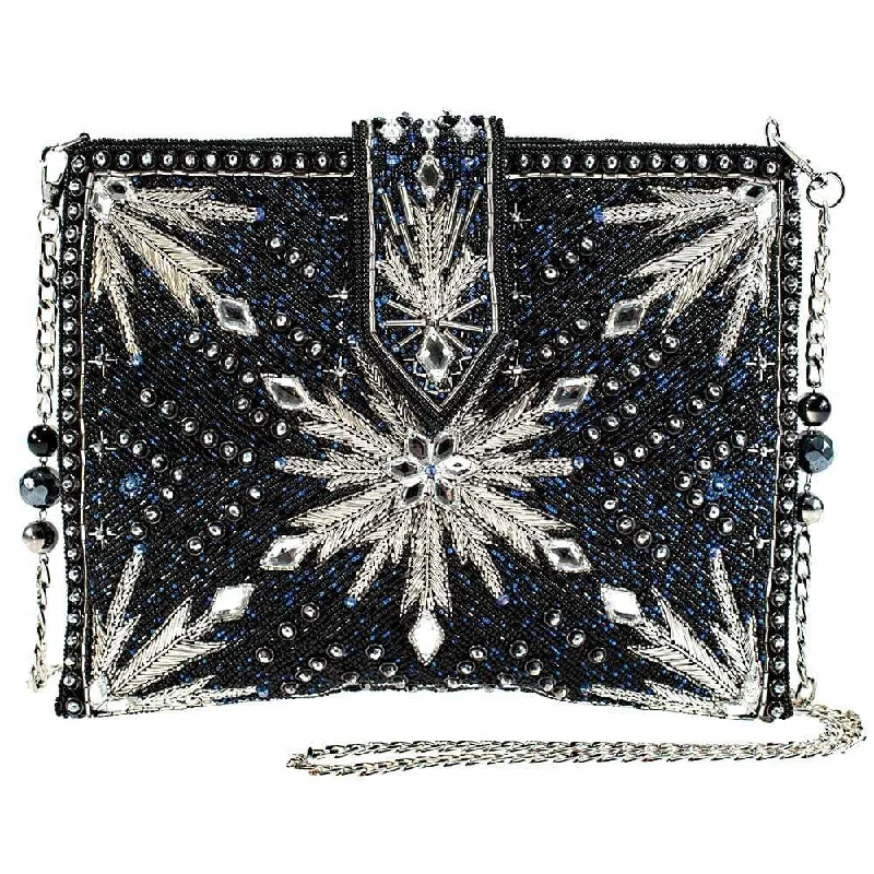 Mary Frances Disney Frozen Navy Black North Calls Clutch Beaded Bag Handbag New