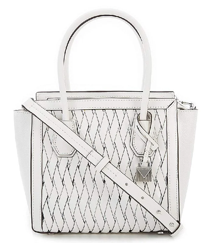 MICHAEL Michael Kors Mercer Woven Medium Messenger Optic White