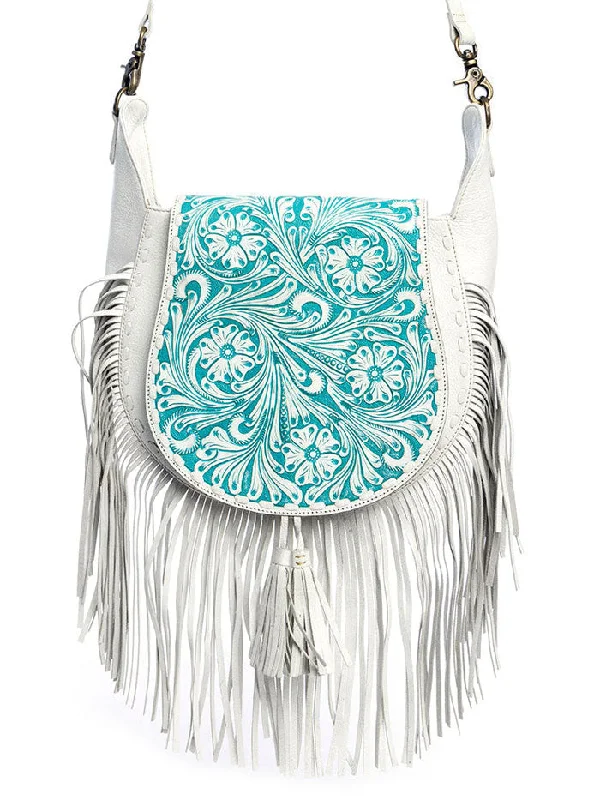 Myra Bag S-10762 Womens Moonwood Hand-Tooled Bag White