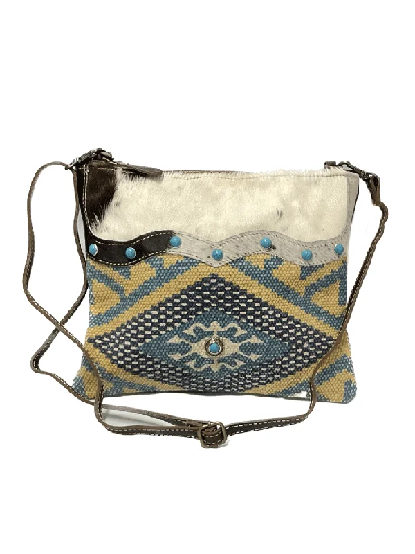 Myra Bag S-4683 Womens Tufts Pattern Small & Crossbody Bag Blue