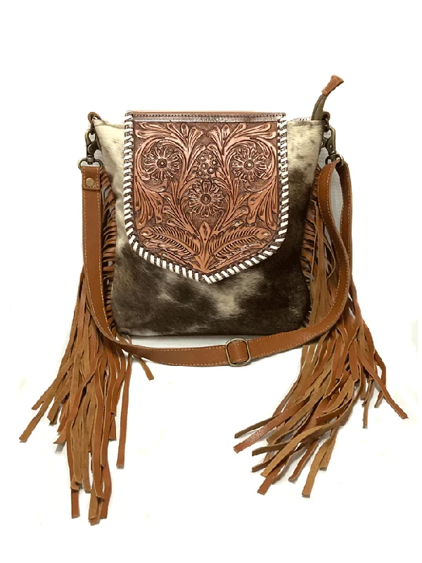 Myra Bag S-6768 Womens Squander Hand Tooled Bag Brown