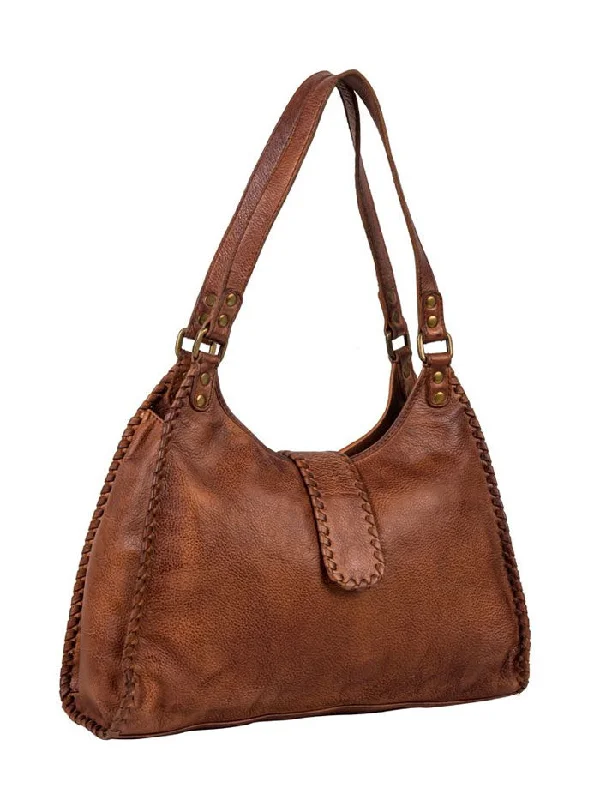 Myra Bag S-8153 Womens Lobeth Accent Leather Bag Brown