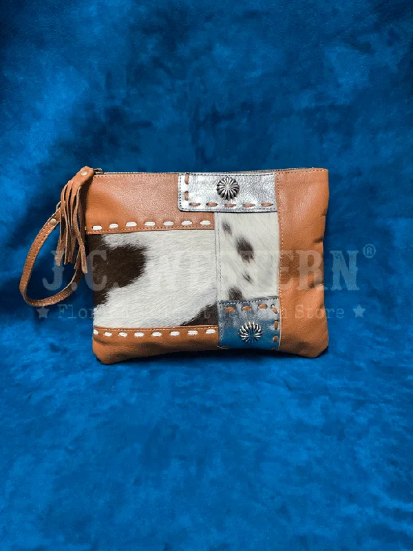 Myra Bag S-8384 Womens Concho Ranch Trail Pouch Tan